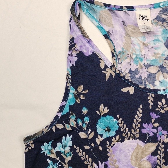 Sew In Love Womens Floral Sleeveless Top - Blue and Purple Size Medium - Picture 4 of 8